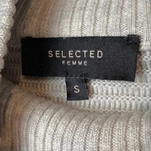 SELECTED Femme Grey  Ribbed Mock Neck Sweater - Picture 6 of 7